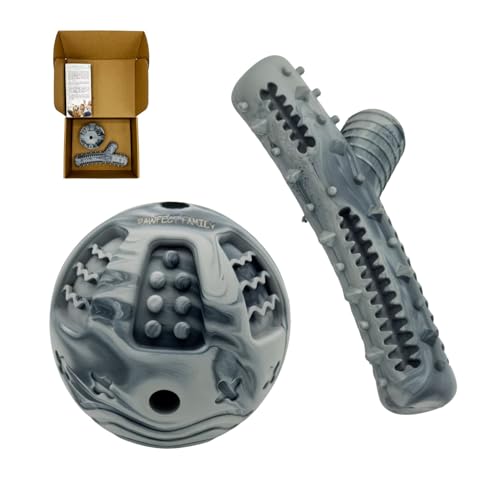 Pawfect Family® interaktives Naturkautschuk Leckerli Spielzeug Set für Hunde – Interaktiver Ball & Kauholz von Pawfect Family