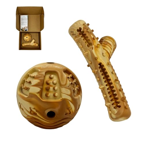 Pawfect Family® interaktives Naturkautschuk Leckerli Spielzeug Set für Hunde – Interaktiver Ball & Kauholz von Pawfect Family