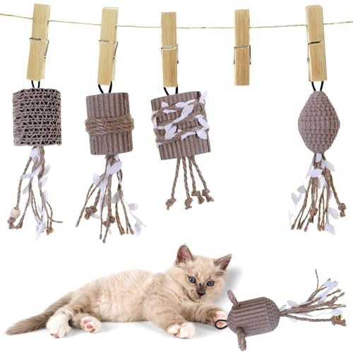 Pawfect Family® Interaktives Federspielzeug Set für Katzen (Natural, Mittelgroße) von Pawfect Family