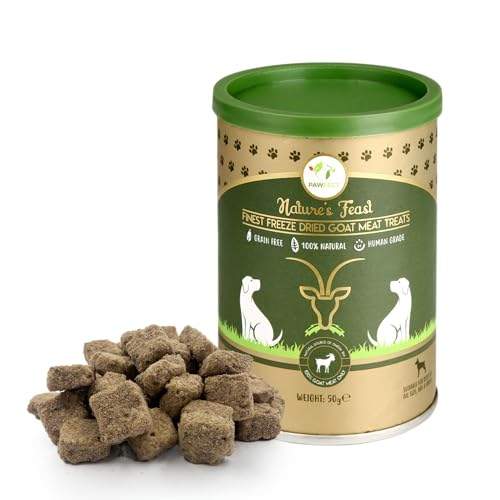 Pawfect Nature's Feast gefriergetrocknete Hundeleckerlis, 100 % natürliches Ziegen-Leckerli, Einzelzutat, getreidefrei, Trainings-Leckerli, Futteraufsatz für Hunde, 50 g von Pawfect Treats