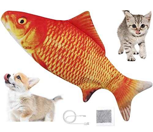 PawfectPals Berührungsempfindliche, realistische Floppy-Bewegung, tanzende Katze, Kicker, Fisch für Hunde und Katzen, Unterhaltungsspielzeug mit Katzenminze (Goldfisch) von PawfectPals