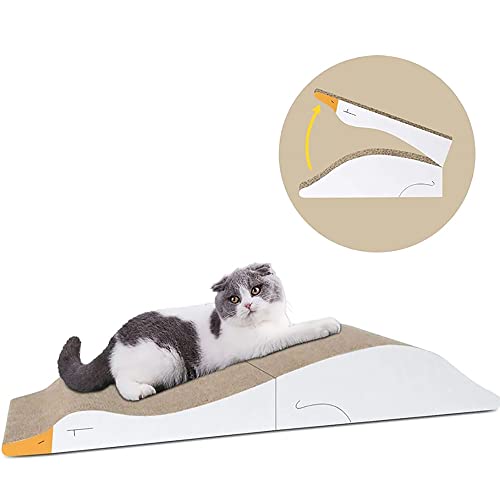 Pawfectpals Faltbare Katzen-Kratz-Karton, Entenform, zum Kratzen und Spielen, beseitigt zerstörende Möbel von PawfectPals