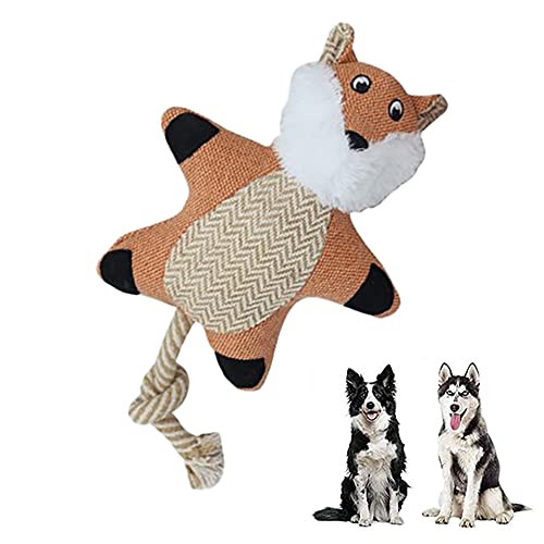 Pawfectpals Quietschendes und langlebiges Kauspielzeug für Hunde mit Seilschwanz (Fuchs) von PawfectPals