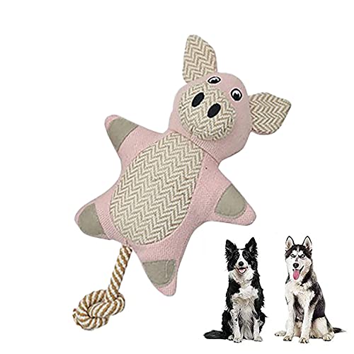 Pawfectpals Quietschendes und langlebiges Kauspielzeug für Hunde mit Seilschwanz (Schwein) von PawfectPals