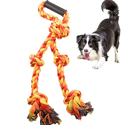 Pawfectpals Unzerstörbares robustes, gedrehtes Hundespielzeug zum Beißen und Zerren für aggressive Kauer (ein Griff, orange) von PawfectPals