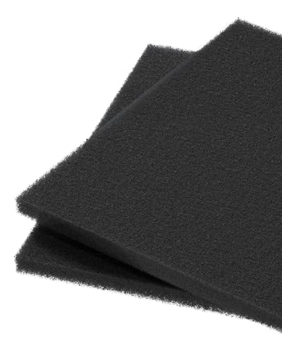 Pawfly 2 Pack Aquarium Filtermedien Pad für Aquarienfilter Aquarium Filtermedien Schwamm Filterwatte Rolle für Sümpfe Teiche Hydroponik Schwarze Schaumstoffwatte für Wasserfilterung, 23 cm L x 23 cm W von Pawfly
