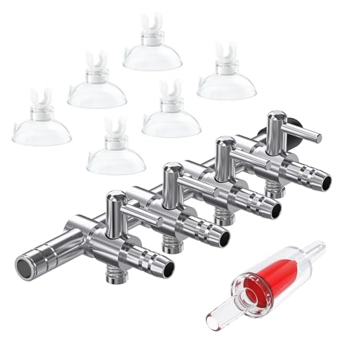 Pawfly 4 Wege Luftverteiler Edelstahl Luftstromregler Rückschlagventil für Luftpumpen Fischbecken Mehrfachverteiler Aquarium-Luftregelventil mit 1 Rückschlagventil und 6 Saugnapf Halteclips Pawfly 4 Wege Luftverteiler Edelstahl Luftstromregler Rückschlagventil für Luftpumpen Fischbecken Mehrfachverteiler Aquarium-Luftregelventil mit 1 Rückschlagventil und 6 Saugnapf Halteclips von Pawfly