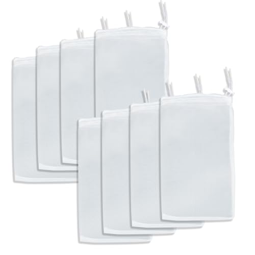 Pawfly 8 Pack Aquarium Filtermedienbeutel, Aquarium extra feiner Netzbeutel mit Kordelzug 150 Mikron Aquarium Netzbeutel für feine Harze, Aktivkohle, Bio-Filterkugeln, keramische Ringe (20 cm x 30 cm) von Pawfly