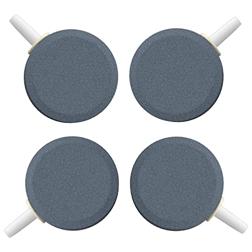 Pawfly Aquarien 4 cm Luftstein Nano-Bläschenstein Scheibe Zerstäuber Blasenfreigabe-Werkzeug für Luftpumpen Fischbecken Leise superhohe winzige Bläschen kleine Teiche sprudelstein für Aquarium, 4 Pack von Pawfly
