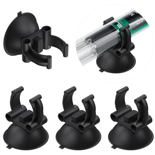 Pawfly Aquarium Heizer Saugnäpfe mit 2,4 cm Clips Schwarz Aquarium Saugnapf Standard Heizstabhalter Klammern für Aquarien (Nicht für Airline-Schläuche), 12er Pack von Pawfly