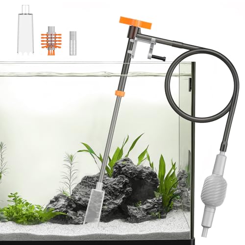 Pawfly 3 in 1 Aquarium Wasserwechsler Kit Aquarium Siphon Staubsauger mit 1 M langem Schlauch und ausziehbarem Rohr Manuelles Aquarium Kiesreinigungswerkzeug für Wasserwechsel Sandwaschen und Wartung von Pawfly