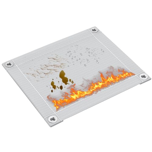 Pawfly Feuerfeste Unterlage, 27cm x 32 cm Hitzeschutzmatte für die Küche, Hitzebeständige Unterlage bis zu 800 ℃/1500 ℉, Feuerschutzmatte Feuerdecke für Kamin, Herd, Ofen und Kochen von Pawfly
