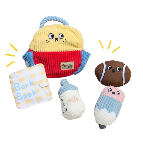 Pawfoo Lab Quietschendes Kau-Puzzle, interaktives Schnüffelspielzeug für kleine, mittelgroße und große Hunde (Bark-n-Seek Rucksack) von Pawfoo Lab