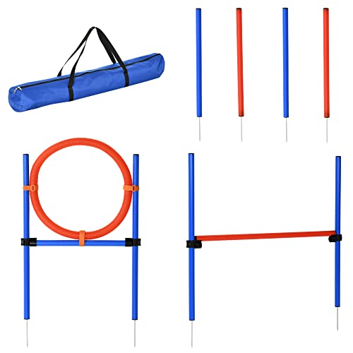 PawHut Agility-Übungs-Set Slalom-Hürden-Sprungring 3 in 1 Hundesport Trainingsplatz PE Blau+Rot PawHut Agility-Übungs-Set Slalom-Hürden-Sprungring 3 in 1 Hundesport Trainingsplatz PE Blau+Rot von PawHut