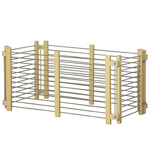 PawHut Freigehege klappbare Schutzgitter Verstellbarer Welpenauslauf mit Tür Freilaufgehege für kleine Hunde Edelstahl Naturholz 67,5-131,5 x 43,5-75,5 x 64,5 cm PawHut Freigehege klappbare Schutzgitter Verstellbarer Welpenauslauf mit Tür Freilaufgehege für kleine Hunde Edelstahl Naturholz 67,5-131,5 x 43,5-75,5 x 64,5 cm von PawHut