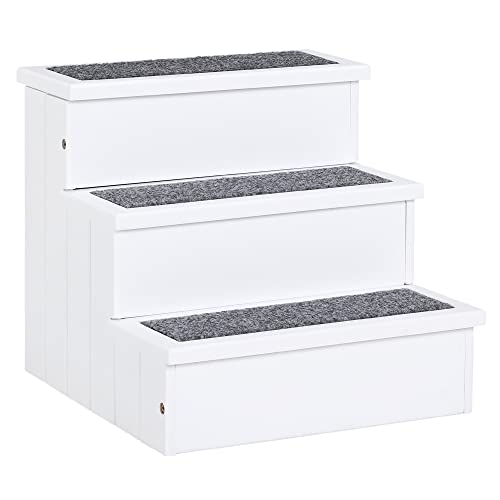 PawHut Hundetreppe 3 Stufen Katzentreppe Haustiertreppe Hundetreppe für Hunde und Katzen Tiertreppe Einstiegshilfe mit Teppich Stauraum für Sofa Bett Tannenholz Weiß 40,5 x 44,5 x 38 cm PawHut Hundetreppe 3 Stufen Katzentreppe Haustiertreppe Hundetreppe für Hunde und Katzen Tiertreppe Einstiegshilfe mit Teppich Stauraum für Sofa Bett Tannenholz Weiß 40,5 x 44,5 x 38 cm von PawHut