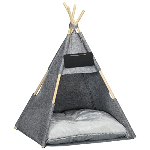 PawHut Haustierzelt Katzenhaus Hundezelt Katzenbett Katzenzelt mit weichem Kissen Plüsch Filz maschinenwaschbar Grau 58 x 58 x 80 cm PawHut Haustierzelt Katzenhaus Hundezelt Katzenbett Katzenzelt mit weichem Kissen Plüsch Filz maschinenwaschbar Grau 58 x 58 x 80 cm von PawHut