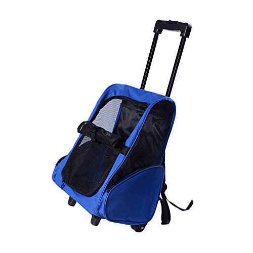 PawHut Hundetrolley Transporttasche Trolley Tragetasche Rucksack Hunde Hunde Trolley blau von PawHut