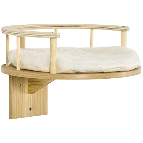 PawHut Katzen Kletterwand, Katzenliege für die Wand, Katzenbett für Wandmontage, Katzen Hängematte, Katzenplattform mit Kissen, Katzenmöbel, Eiche+Cremeweiß, Ø34 x 10,5 cm PawHut Katzen Kletterwand, Katzenliege für die Wand, Katzenbett für Wandmontage, Katzen Hängematte, Katzenplattform mit Kissen, Katzenmöbel, Eiche+Cremeweiß, Ø34 x 10,5 cm von PawHut