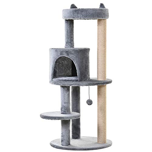 PawHut Katzenbaum 4-Stock Katzenhöhle Katzenhaus mit Spielbällen Sitzstange Sisalsäule und Kratzbrett groß stabil luxuriös Sisal Plüsch Grau 48x48x104 cm PawHut Katzenbaum 4-Stock Katzenhöhle Katzenhaus mit Spielbällen Sitzstange Sisalsäule und Kratzbrett groß stabil luxuriös Sisal Plüsch Grau 48x48x104 cm von PawHut