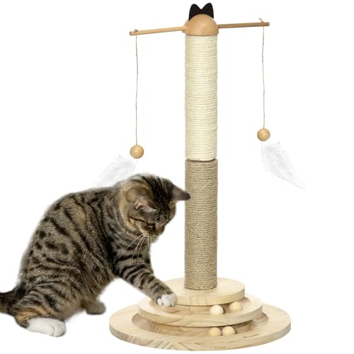 PawHut Kratzbaum, 56 cm, Kletterbaum mit Kratzbrett, Katzenbaum mit Ballspielzeug, Sisalsäule, Katzenkratzbaum, Katzenmöbel, Naturholz PawHut Kratzbaum, 56 cm, Kletterbaum mit Kratzbrett, Katzenbaum mit Ballspielzeug, Sisalsäule, Katzenkratzbaum, Katzenmöbel, Naturholz von PawHut