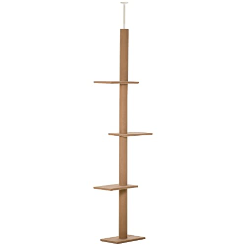 PawHut Kratzbaum Deckenhoch, 228-260 cm Höhenverstellbarer Katzenbaum Kletterbaum für Katzen mit 3 Ebenen, Katzenkratzbaum, Spielbaum vom Boden bis zur Decke Hellbraun PawHut Kratzbaum Deckenhoch, 228-260 cm Höhenverstellbarer Katzenbaum Kletterbaum für Katzen mit 3 Ebenen, Katzenkratzbaum, Spielbaum vom Boden bis zur Decke Hellbraun von PawHut