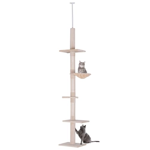 PawHut Kratzbaum Deckenhoch höhenverstellbar, Stabiler Katzenbaum mit Sisalsäulen, Katzen Kletterbaum, Beige, 40 x 34 x 230-260 cm PawHut Kratzbaum Deckenhoch höhenverstellbar, Stabiler Katzenbaum mit Sisalsäulen, Katzen Kletterbaum, Beige, 40 x 34 x 230-260 cm von PawHut