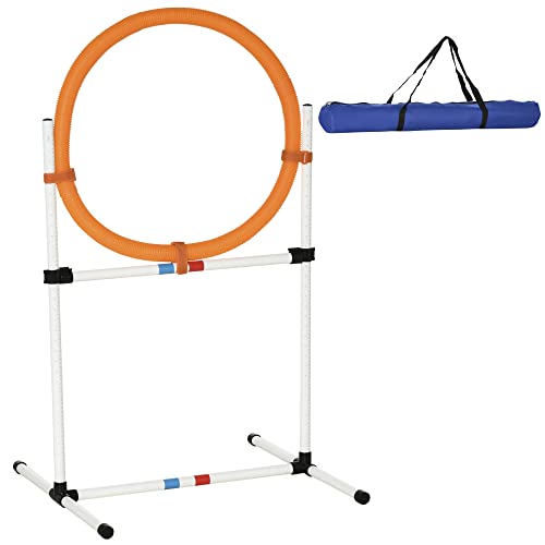 PawHut Hundetrainingsset Springring für Haustier-Agility-Training tragbar PE Weiß + Orange 74,5 x 66 x 91 cm von PawHut