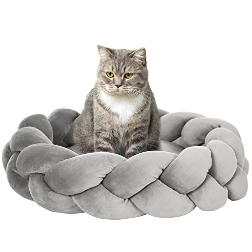 PawHut Katzenbett waschbar, Hundebett, Hundekissen, Haustierbett, Katzenschlafplatz, Tiermatte, Hundesofa, Donut Kissen für kleine Hunde und Kätzchen, Samt, Ø55 x 14 cm, Grau PawHut Katzenbett waschbar, Hundebett, Hundekissen, Haustierbett, Katzenschlafplatz, Tiermatte, Hundesofa, Donut Kissen für kleine Hunde und Kätzchen, Samt, Ø55 x 14 cm, Grau von PawHut