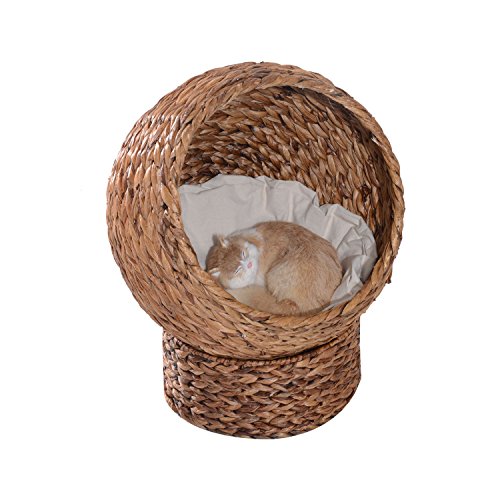 PawHut Rattan Katzenkorb Katzenhöhle Katzenhütte Katzenbett mit Kissen Haustierbett Wasserhyazinthe Braun 50 x 42 x 60 cm PawHut Rattan Katzenkorb Katzenhöhle Katzenhütte Katzenbett mit Kissen Haustierbett Wasserhyazinthe Braun 50 x 42 x 60 cm von PawHut