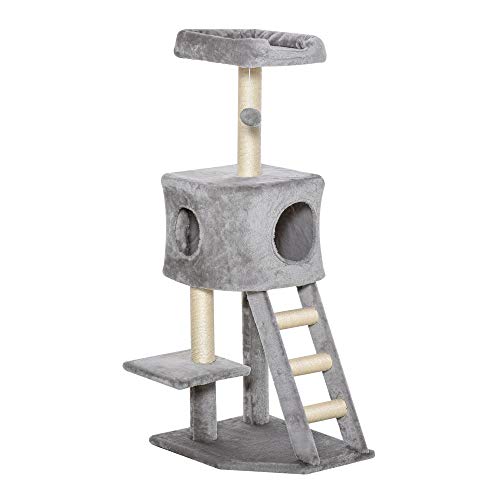 PawHut Kratzbaum mit Katzenhöhle Leiter Katzenbaum Kletterbaum für Katzen Mehrstufiges Multiaktivitätszentrum E1 MDF Sisal Hellgrau 60 x 48 x 122 cm PawHut Kratzbaum mit Katzenhöhle Leiter Katzenbaum Kletterbaum für Katzen Mehrstufiges Multiaktivitätszentrum E1 MDF Sisal Hellgrau 60 x 48 x 122 cm von PawHut