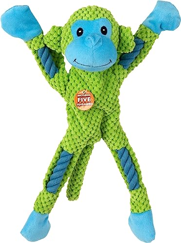 PAWISE Rope leg Monkey mit Multi Squeaker - Plüschtier für Erwachsene Hunde - Outdoor, Zahnen, Spielen, Mentale Stimulation, Kauen - Grün PAWISE Rope leg Monkey mit Multi Squeaker - Plüschtier für Erwachsene Hunde - Outdoor, Zahnen, Spielen, Mentale Stimulation, Kauen - Grün von PAWISE