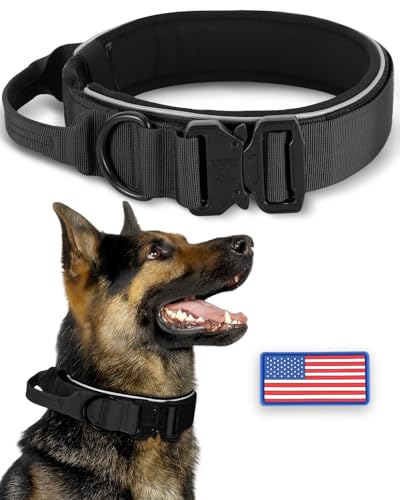 Dickes, breites, reflektierendes, strapazierfähiges Hundehalsband für mittelgroße, starke Hunde, langlebiges, verstellbares Nylon-Hundehalsband mit Schnellverschluss-Metallschnalle und weich von PawistaPal