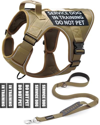 Service Dog Vest and Leash Set Heavy Duty Dog Harness for Large, Mesh Breathable/Control Handle / Hook & Loop MOLLE Panel with 6 Pack Removable Ptaches for Walking, Training, Hiking von PawistaPal