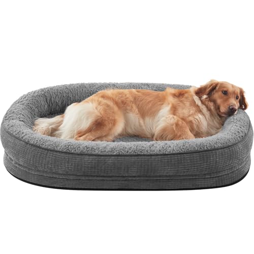Orthopädisches Hundebett Mittelgroße Hunde, Vierseitiges Nackenrolle Kissen Orthopädisches Hundebett Grosse Hunde, Memory Foam Hundebetten Wasserdicht Rutschfest, Hundekorb Abnehmbar und Waschbar von Pawk