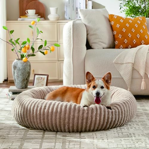 Pawk Rund Hundebett Kleine Hunde, Waschbares Teddy-Fell Hundekorb mit abnehmbarem Bezug, Katzenbett mit Rutschfester Unterseite für kleine Hunde und Katzen bis 9 kg,58x58x20cm, Braun Pawk Rund Hundebett Kleine Hunde, Waschbares Teddy-Fell Hundekorb mit abnehmbarem Bezug, Katzenbett mit Rutschfester Unterseite für kleine Hunde und Katzen bis 9 kg,58x58x20cm, Braun von Pawk