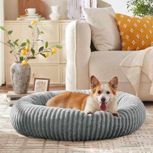Pawk Rund Hundebett Mittelgroße Hunde, Waschbares Teddy-Fell Hundebett Donut mit abnehmbarem Bezug, Hundekorb mit Rutschfester Unterseite für Hunde und Katzen bis 18 kg,76x76x20cm Pawk Rund Hundebett Mittelgroße Hunde, Waschbares Teddy-Fell Hundebett Donut mit abnehmbarem Bezug, Hundekorb mit Rutschfester Unterseite für Hunde und Katzen bis 18 kg,76x76x20cm von Pawk