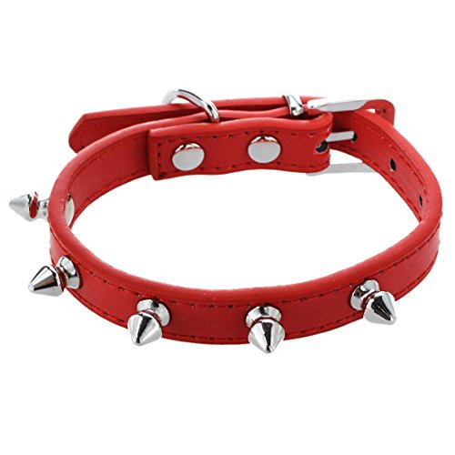 Pawlickio PU-Nieten Niethalsband für Hund, Katze, Heimtier, Rot XS Pawlickio PU-Nieten Niethalsband für Hund, Katze, Heimtier, Rot XS von Pawlickio