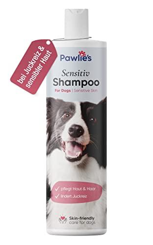 Pawlie's Sensitiv Hundeshampoo gegen Juckreiz & Milben Hund (vegan) - Rückfettendes Hundeshampoo für Welpen & Langhaar - Fellpflege Hund - Mittel gegen Gras-Milben & Flöhe bei Hunden (Sensitiv) von Pawlie's