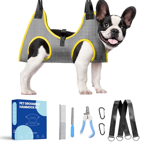 Pawlify Hundepflege-Hängemattengeschirr für Hunde, Dunkelgrau, Größe L von Pawlify