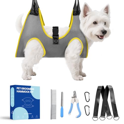 Pawlify Hundepflege-Hängemattengeschirr für Hunde, Dunkelgrau, Größe S von Pawlify