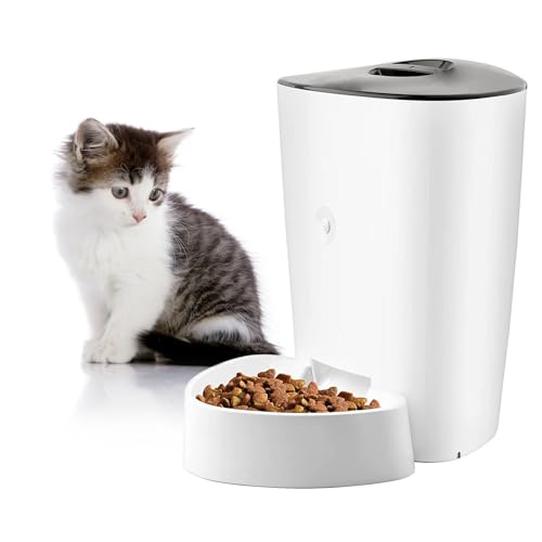 Pawmate 4L Tastenbedienung Automatischer Katzenfutterspender mit Timer, Tierfutterspender mit programmierbarer bis zu 15 Portionskontrolle, 6 Mahlzeiten täglich von Pawmate