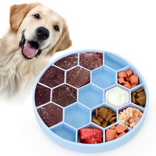 Pawow Hundenapf für langsames Fressen, rutschfest, Silikon, Puzzle-Schüssel und Anti-Schluck-Haustiere, langsames Füttern, Fressgeschirr (blau) von Pawow
