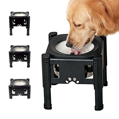Pawque Hundenapf Erhöht, Wassernapf für Hunde 80oz Stand mit Einstellbaren 3 Höhen (6.1", 7.7", 9.3") für Mittlere und Kleine Hunde, No-Spill & Anti-Rutsch-Hundenapf von Pawque