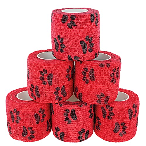 Paws & Patch 6er-Set selbsthaftende Verbände für Haustiere, 5cm x 4,5m, kohäsive Bandagen für Hunde, Katzen, Pferde, versch. Muster und Motive, Tierverband, Fixierbinden, Pet Vet Wrap, Tapes von Paws & Patch