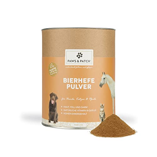 Paws&Patch reines BIERHEFE Pulver für Hunde, Katzen & Pferde 500g plastikfrei I Reich an Proteinen, B-Vitaminen I Barf- & Futterzusatz I Saccharomyces cerevisiae von Paws & Patch