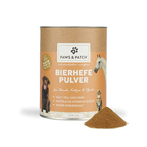 Paws&Patch reines BIERHEFE Pulver für Hunde, Katzen & Pferde 250g plastikfrei I Reich an Proteinen, B-Vitaminen I Barf- & Futterzusatz I Saccharomyces cerevisiae von Paws & Patch