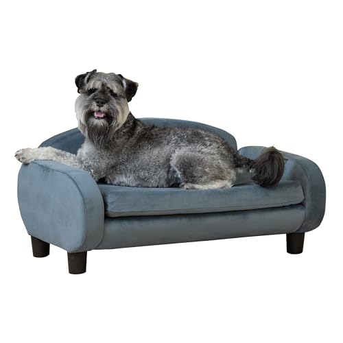 Paws & Purrs Modernes Haustier-Sofa, 80 cm breit, 49,5 cm tief, Liegebett mit tiefer Rückenlehne, Abnehmbarer Matratzenbezug von Paws & Purrs