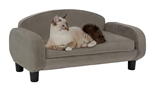 Paws & Purrs Modernes Haustier-Sofa, 80 cm breit, niedrige Rückenlehne, mit abnehmbarem Matratzenbezug, Espresso/Esche von Paws & Purrs