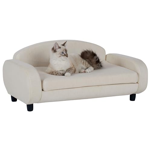 Paws & Purrs Modernes Haustier-Sofa, 80 cm breit, niedrige Rückenlehne, mit abnehmbarem Matratzenbezug, Espresso/Haferflocken Paws & Purrs Modernes Haustier-Sofa, 80 cm breit, niedrige Rückenlehne, mit abnehmbarem Matratzenbezug, Espresso/Haferflocken von Paws & Purrs